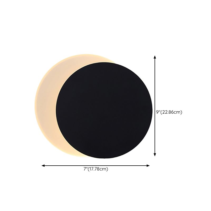Contemporary Wall Sconce Circle Sconce Lighting in Black for Bedroom