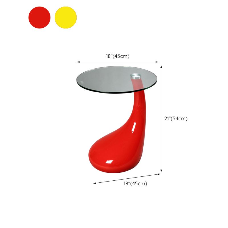 Contemporary End Table Glass Round Plastic Pedestal Living Room Side Table