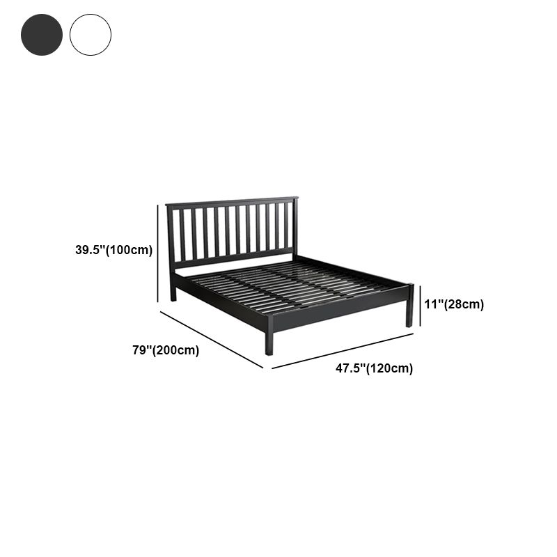 Modern Solid Color Open-Frame Bed with Rectangular Headboard