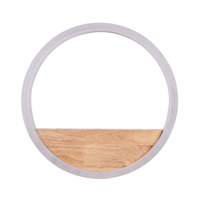 Iluminación en forma de acrílico O iluminación minimalista Luz de pared LED con estante de madera