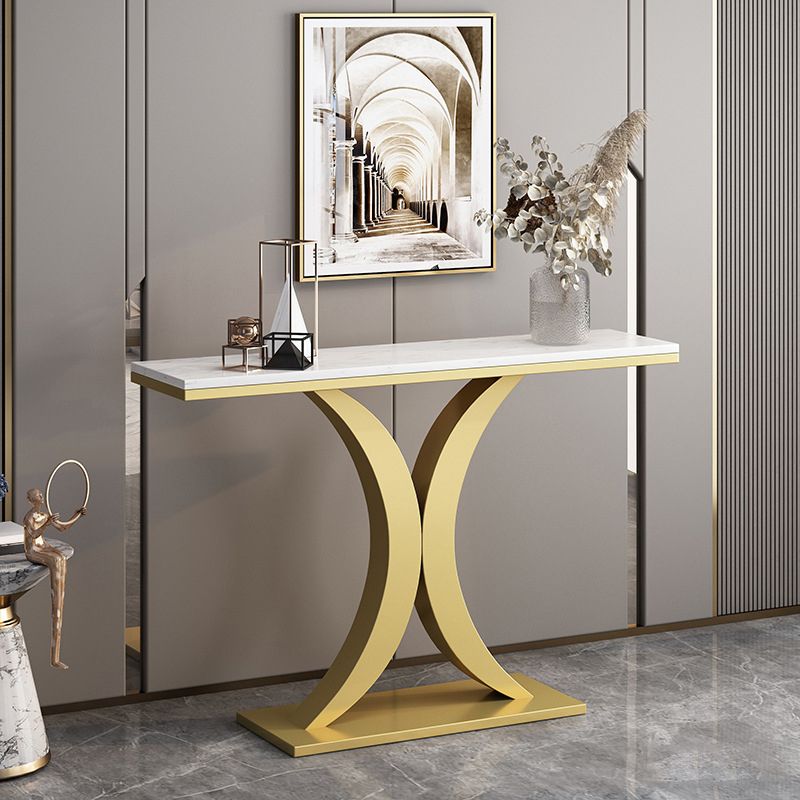 Contemporary Console Accent Table Antique Finish Console Table in Marble