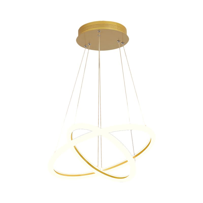 Moderne dubbele ring kroonluchter metallic eetkamer led suspensie verlichting in goud, warm/wit licht
