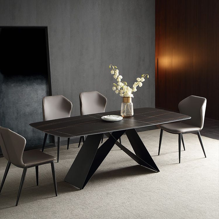 Modern Sintered Stone Top Dining Set Rectangle 1/4/5/7 Pieces Dining Area Table Set