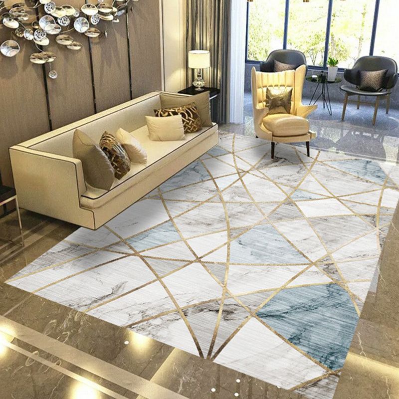 Creative Marble Print Rug Trendy Abstract Carpet Polyester Non-Slip Backing Rug for Living Room