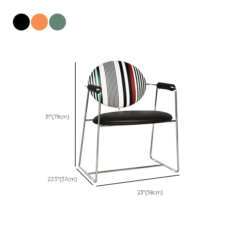 Faux Leathe Dining Chairs Upholstered Arm Chairs with Metal Base