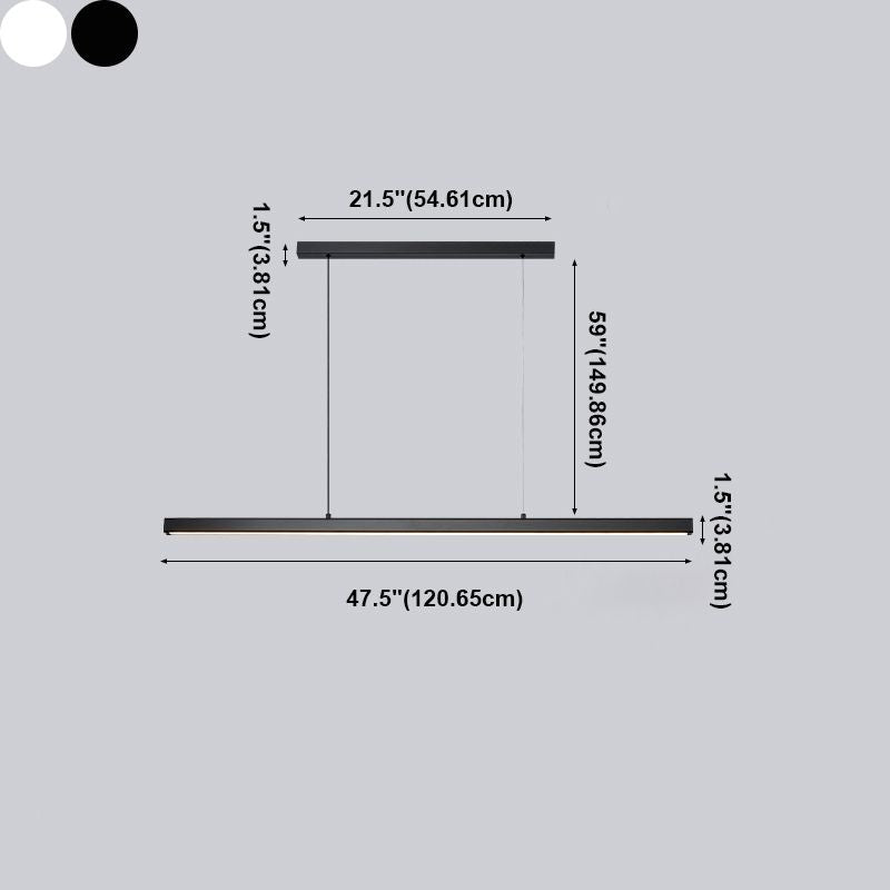 1 Light Linear Island Lighting Modernism Metal Pendant Light Fixture for Dining Room