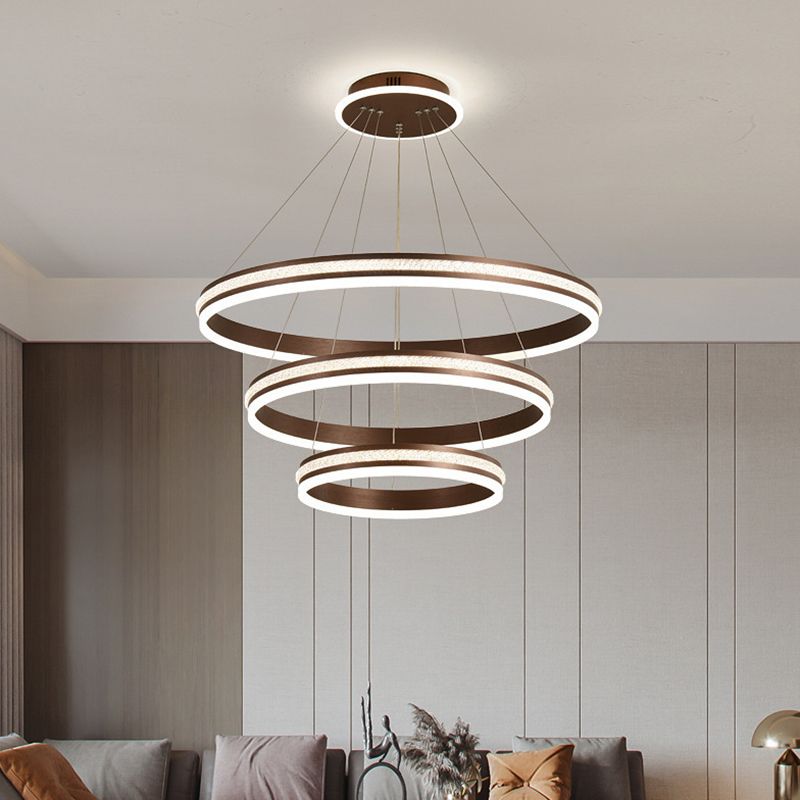 Minimalistische stijlniveaus Kroonluchter verlichting Acryl -salon LED Ring Suspensie Licht armatuur