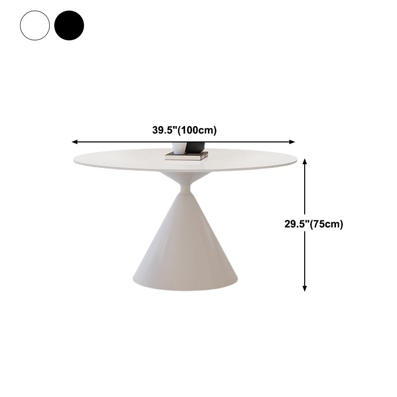 Round Dining Table Stone Dining Table in Black and White with Pedestal