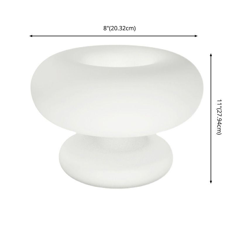 Donut Shaped Milk Glass Table Lamp Minimalist 1-Light Nightstand Light for Bedroom