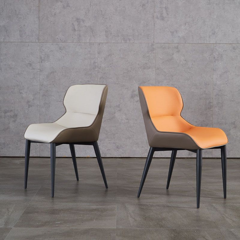 Leather Dining Side Chair Contemporary Style Wingback Parsons Arm Chairs