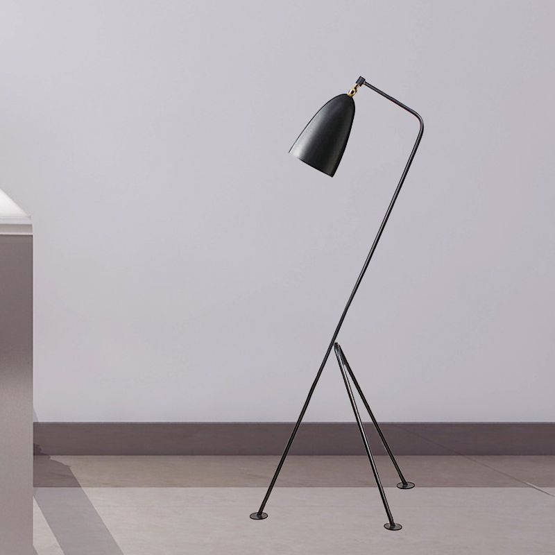Stativbodenleuchte mit Bell Shade moderner Stil Metallic 1 hellschwarz/weiße Stehlampe für Schlafzimmer