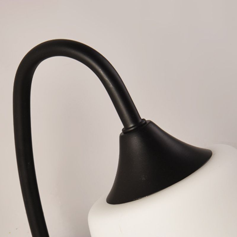 Black Metal Wall Light Modernism White Shaded Lighting for Foyer