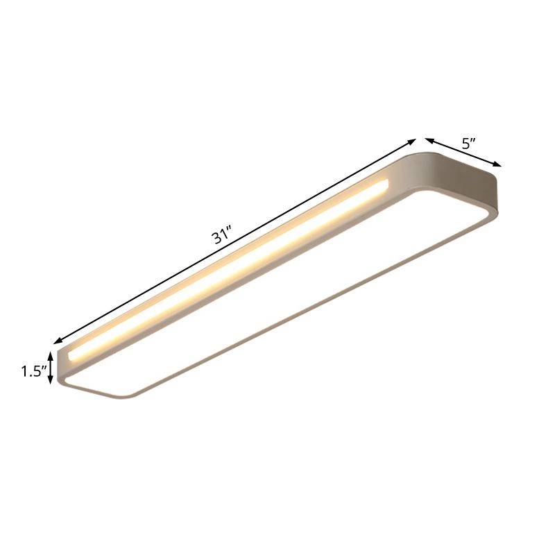Plafonnier rectangulaire moderne à LED en métal blanc avec diffuseur en acrylique en lumière blanche/chaude, 48,3 cm/58,4 cm/78,7 cm de large