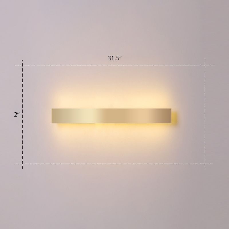 Aluminum Bar Shaped Flush Wall Sconce Minimalist Gold Plated LED Wall Light for Living Room