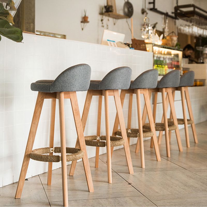 Modern Rotatable Backrest Counter Stool Wood Cafe Bar Stool with Cushion and Pedal