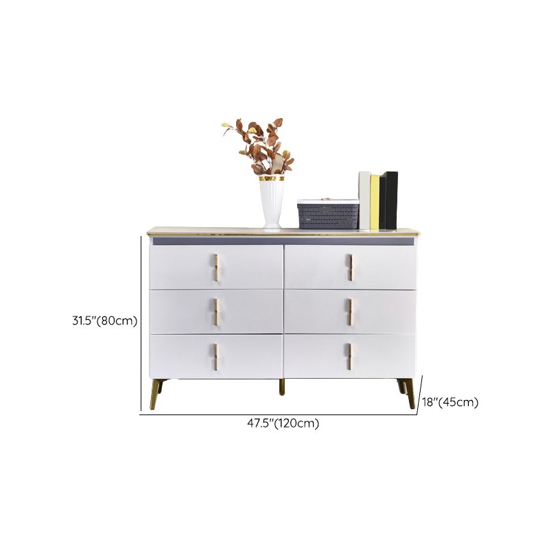 Stone Glam Storage Chest Bedroom Chest in White with Drawers