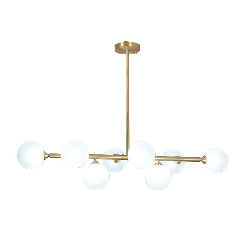 8-Lights Linear Hanging Ceiling Light Modern Glass Hanging Lamp Kit
