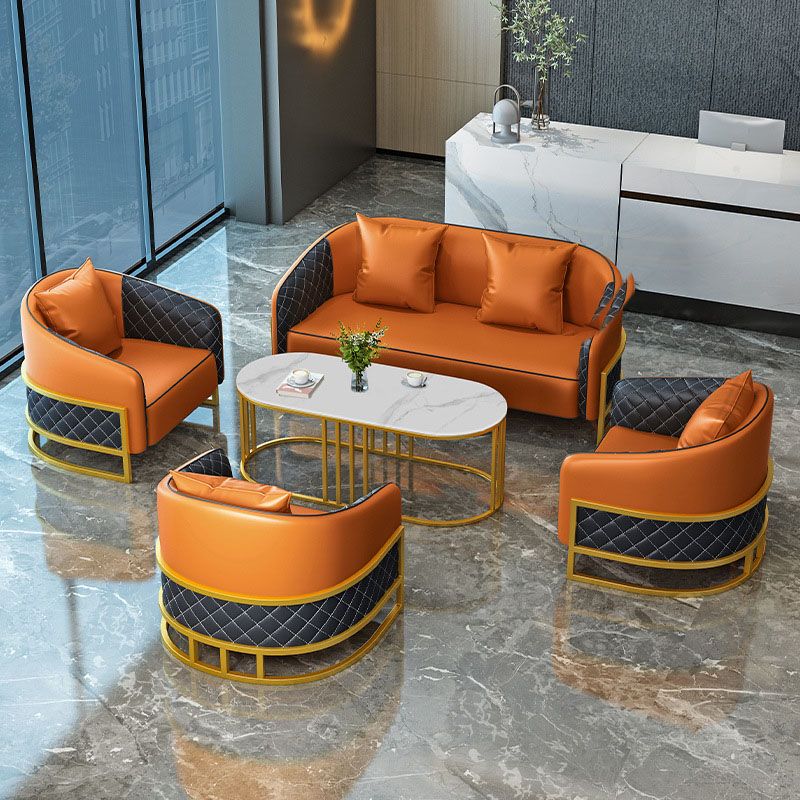 Modern Leather Sofa Chesterfield Tuxedo Arm Loveseat for Bonus Room