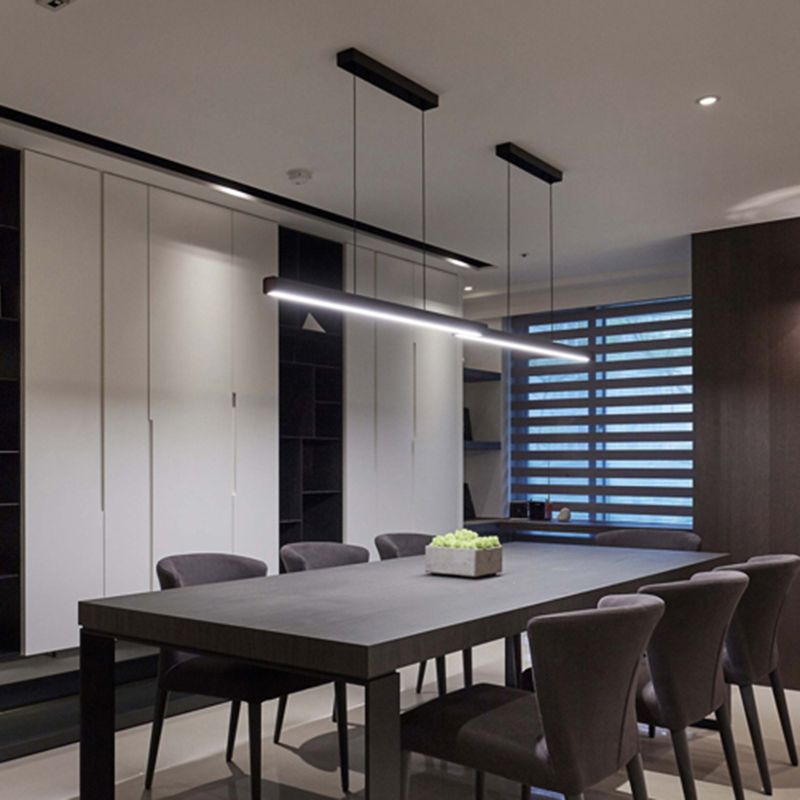 Lámpara de suspensión LED de restaurante LED de 1 luces lineales de 1 luces lineales Lámparas de iluminación de metal isla de metal