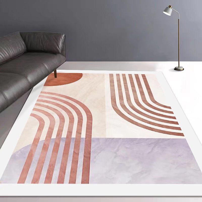Beige moderner Teppich Polyester Arc Innenteppich nicht rutschfestem Teppich für Wohnkultur