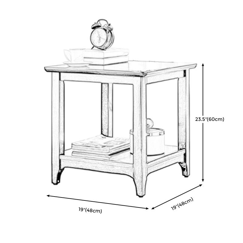 Walnut Square Accent Side Table 21.65"/23.62" H Wood 4 Legs Side End Table