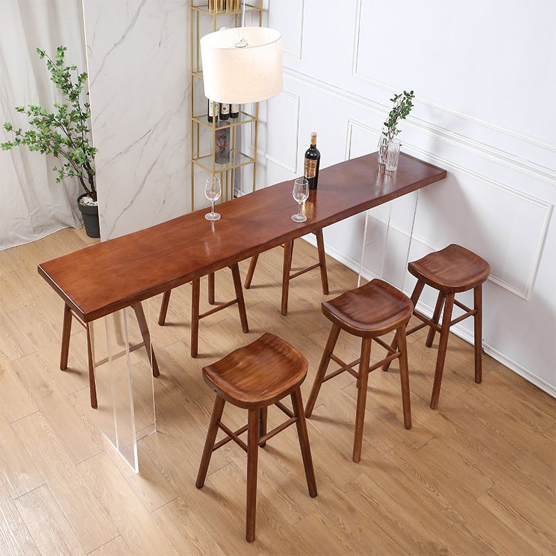 Modern Solid Wood Bar Table Set 1/4/7/9 Pieces Counter Table with Backless Stools