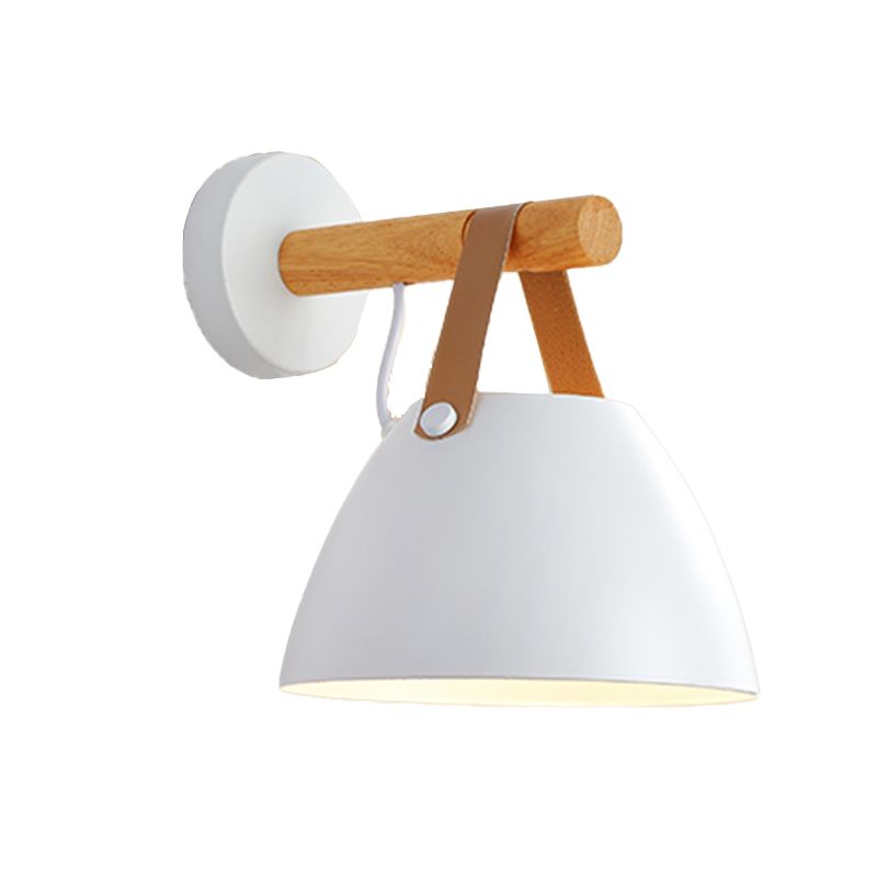 Modern Simple Wall Light Dome Shape Wooden Wall Lamp for Living Room