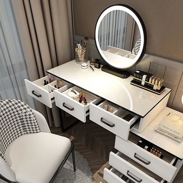 Modern Dressing Table Bedroom Stone Lighted Mirror Make-up Vanity