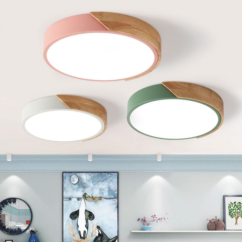 Modern Macaroon Geometry Shape Flush Mount Lamp Acrylic 1 Light Flush Mount Led Lights