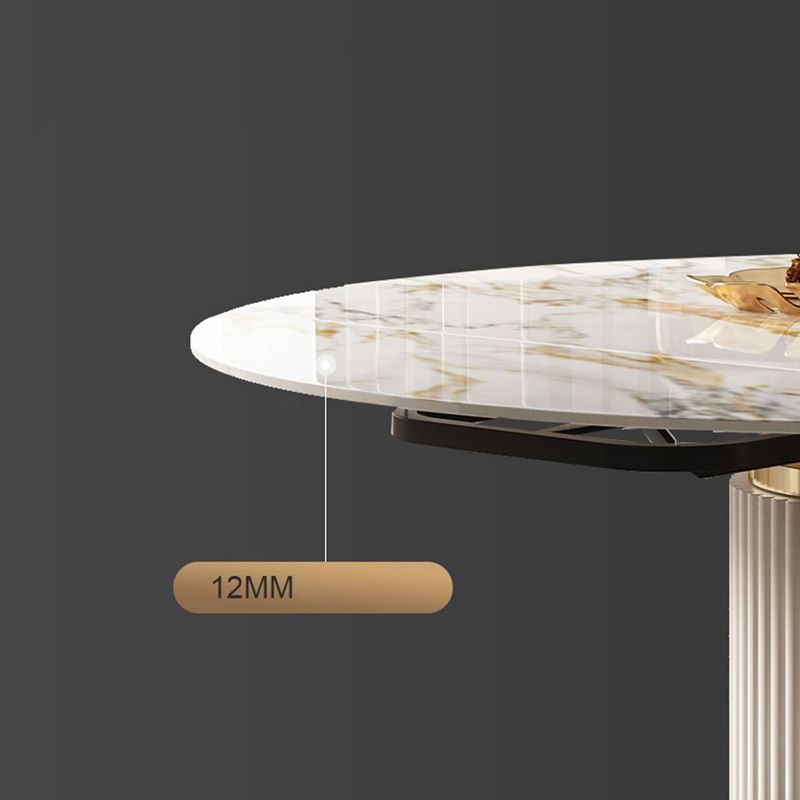 Glam Round Dining Set Stone 1/4/7 Pieces Dining Furniture for Indoor