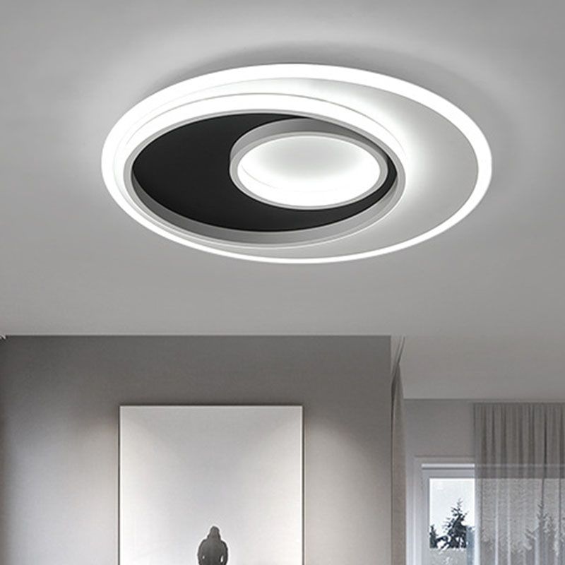 Metal Ring Flush Light Minimalist Black and White LED Flush Ceiling Light Fixture