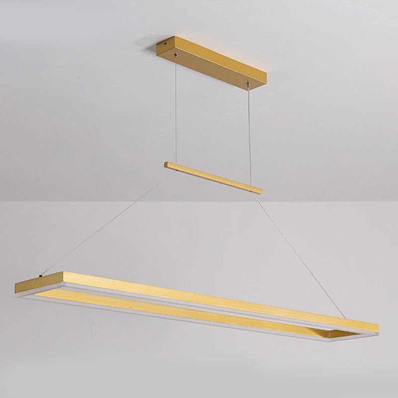 Minimalist Dining Room Island Lamp Aluminum Rectangular LED Pendant Light Fixture