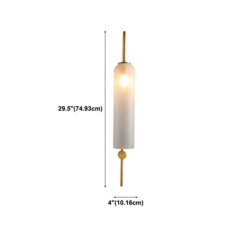 Lampada a parete singola di lusso moderna Luce a parete cilindrica in acciaio inossidabile con tonalità di vetro