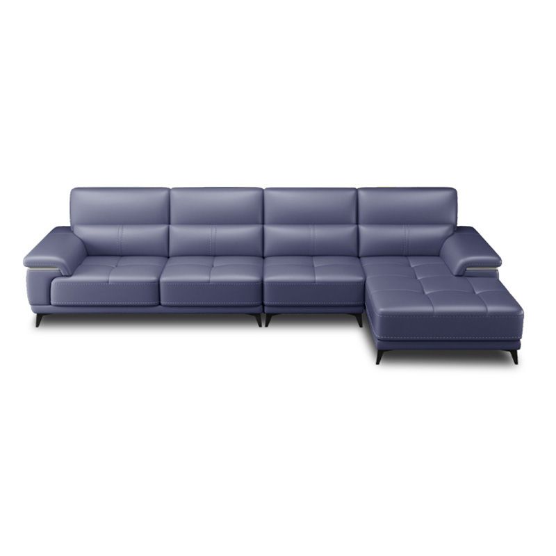 135.83" W x 66.93" D x 36.22" H Genuine Leather Sofa & Chaise Sewn Pillow Back Sofa