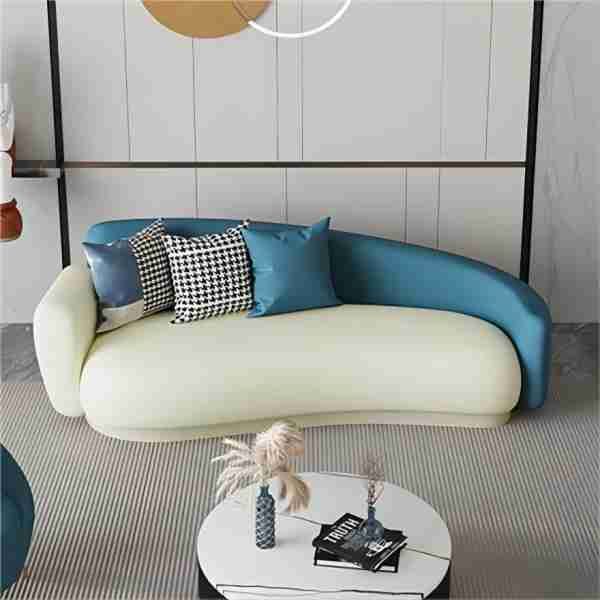 Contemporary Faux Leather Tuxedo Arm Sofa Tight Back Sofa with Pillow