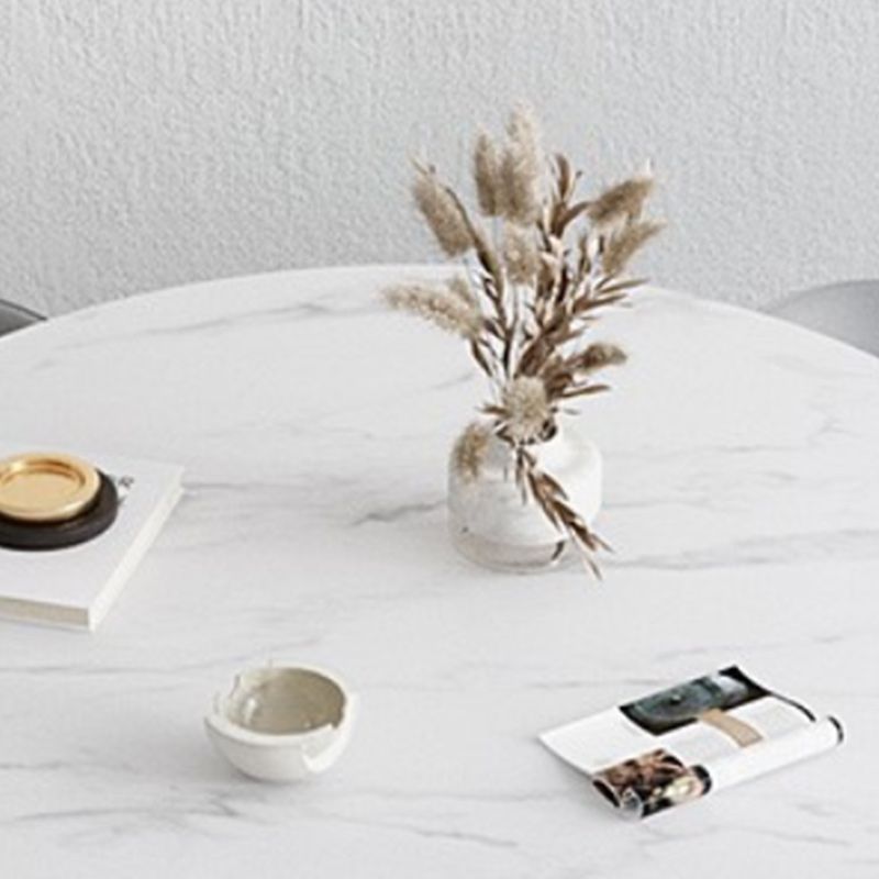 Glam Stone Dining Table Round Iron Table with Pedestal Casual Base