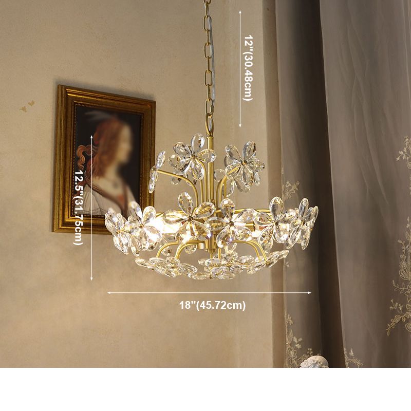 American Style Chandelier Light Fixtures Multi-Head Suspension Pendant Lamps with Crystal