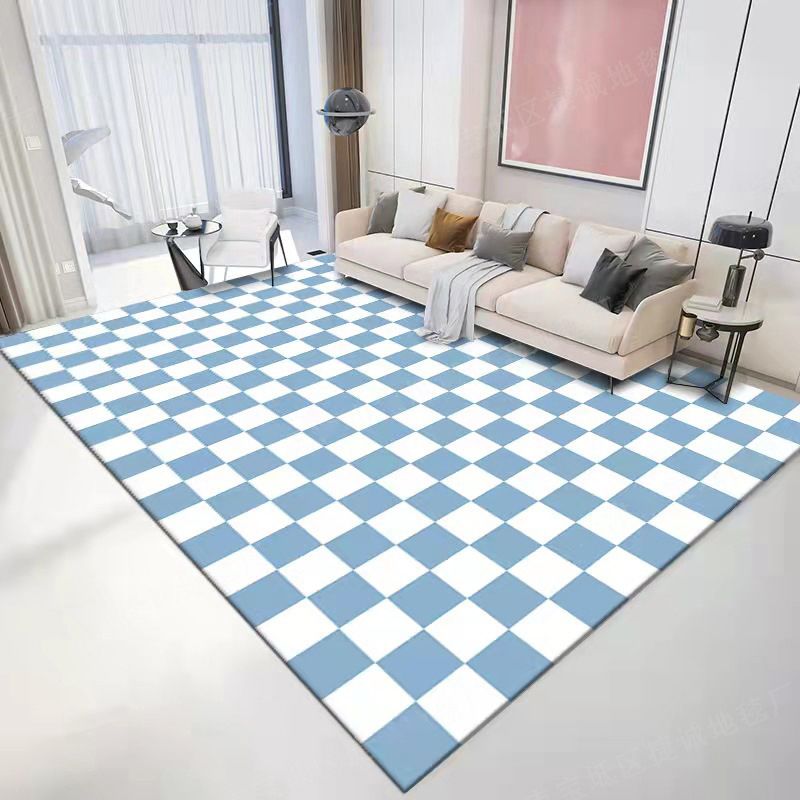 Relaxing Checkered Print Carpet Polyester Area Rug Stain Resistant Indoor Carpet for Living Room
