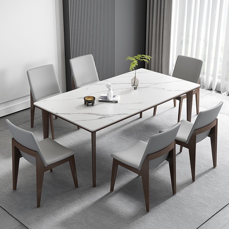 Industrial Rectangle Shape Dining Table Sintered Stone Fixed Desk for Home