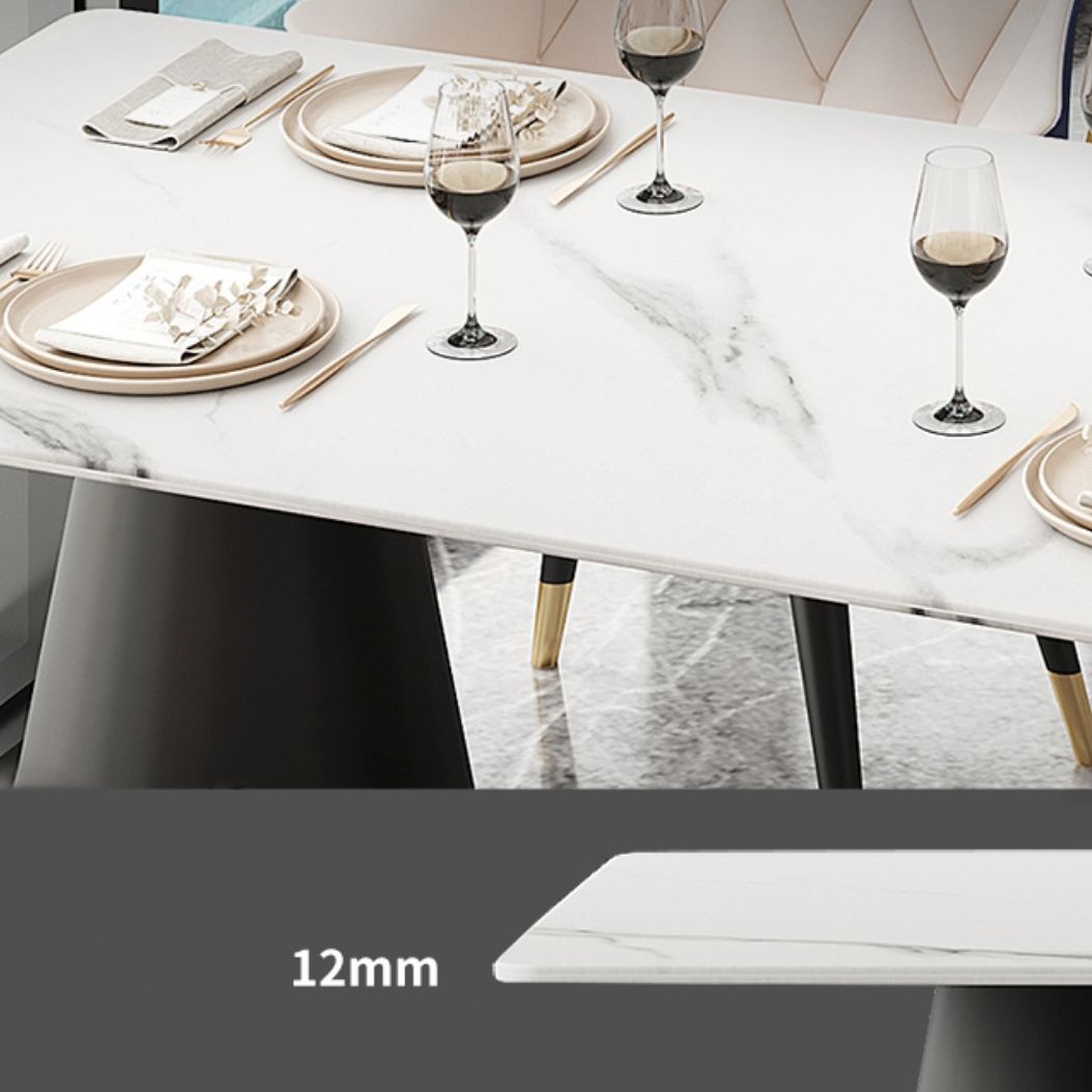 Modern Style Dining Table Sintered Stone Table with Metal Base for Dining Room