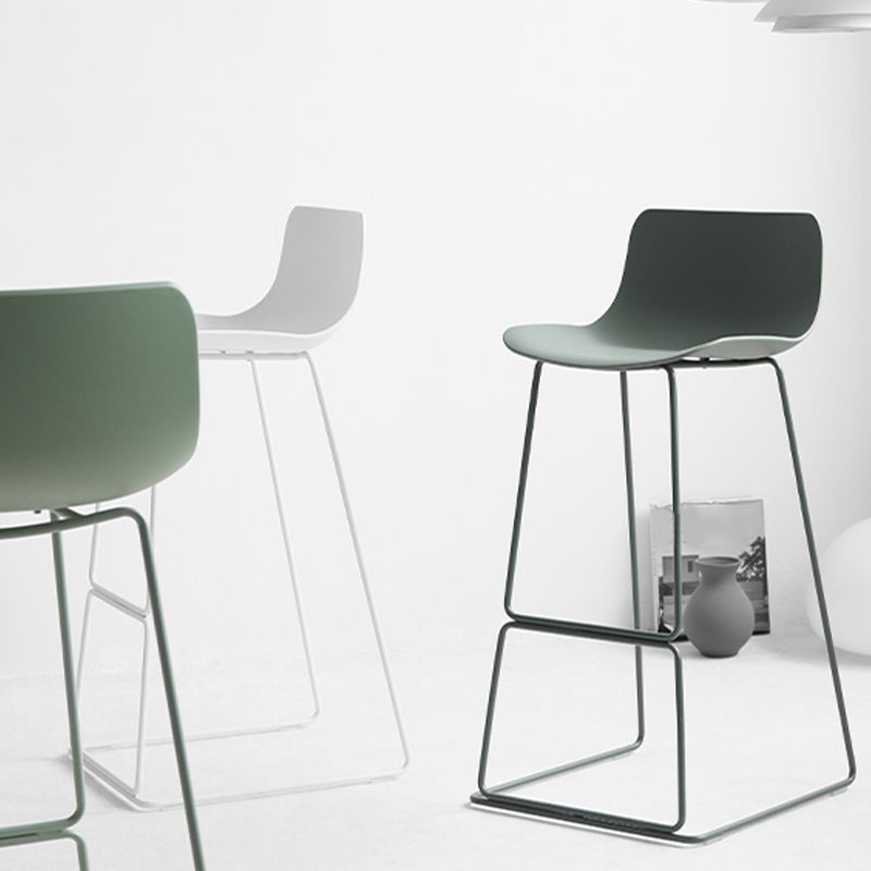 Industrial Indoor Armless Stool Plastic Bar Stool with Upholstered