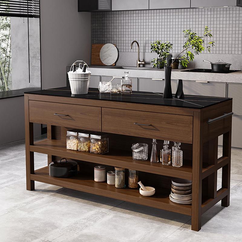 Modern Stationary Kitchen Island Table Sintered Stone Kitchen Island Table with Drawer