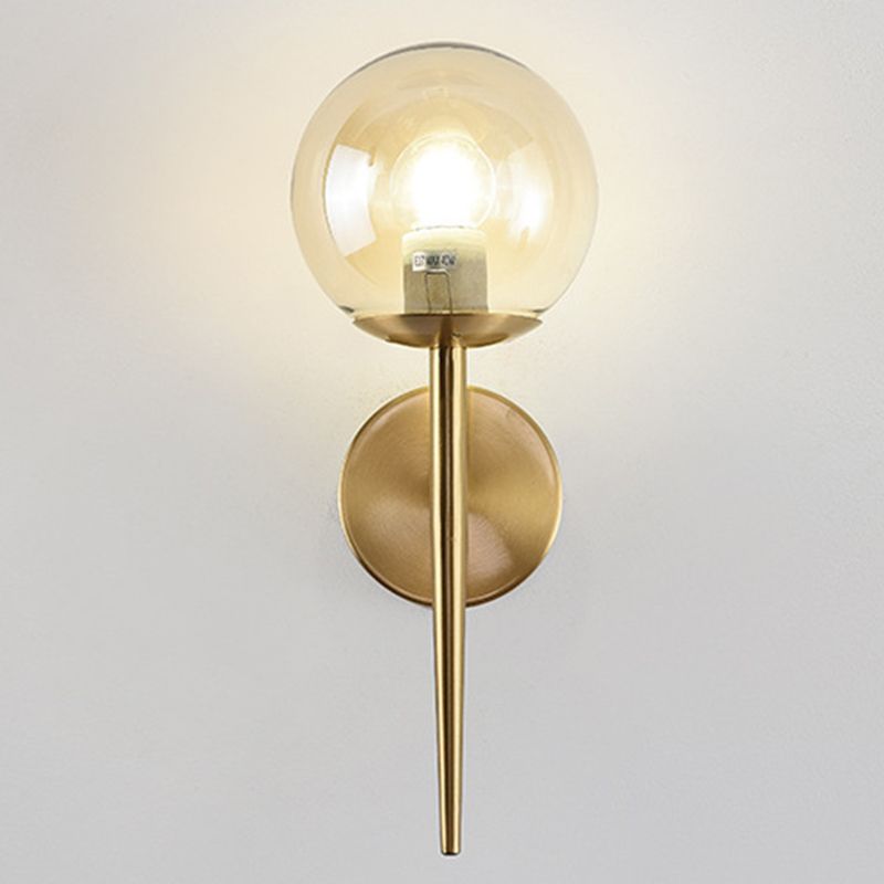 Modern Globe Sconce Light Fixture Glass 1-Light Wall Light for Living Room