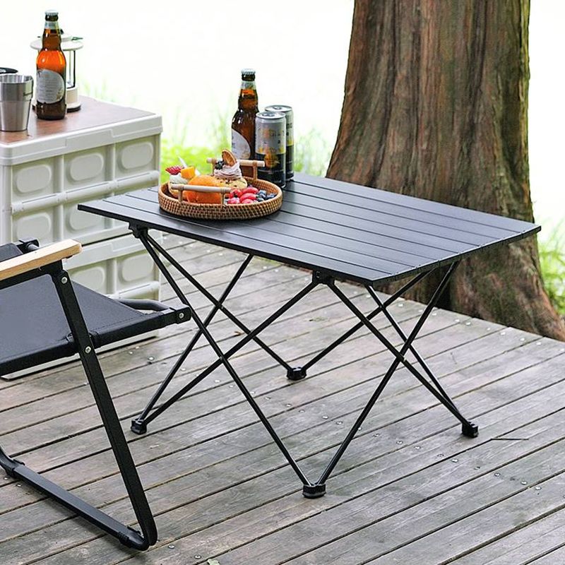 Industrial Style Patio Table Outdoor Rectangular Metal Camping Table