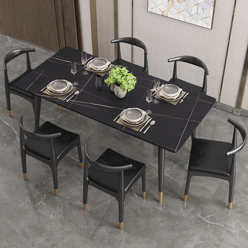 Nordic 1/4/5/7 Pieces Dining Set Sintered Stone Top Table with Leather Chairs