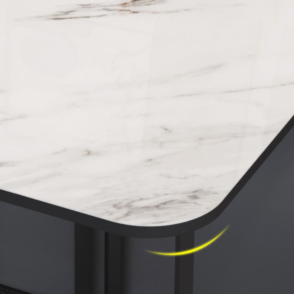 Modern Style Rectangle Dining Table Sintered Stone Drop-Leaf Dining Table with Black Frame