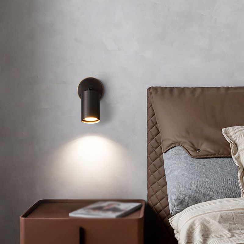 Cylinder Wall Sconce Solid Brass Wall Lighting Fixture in Black Finish