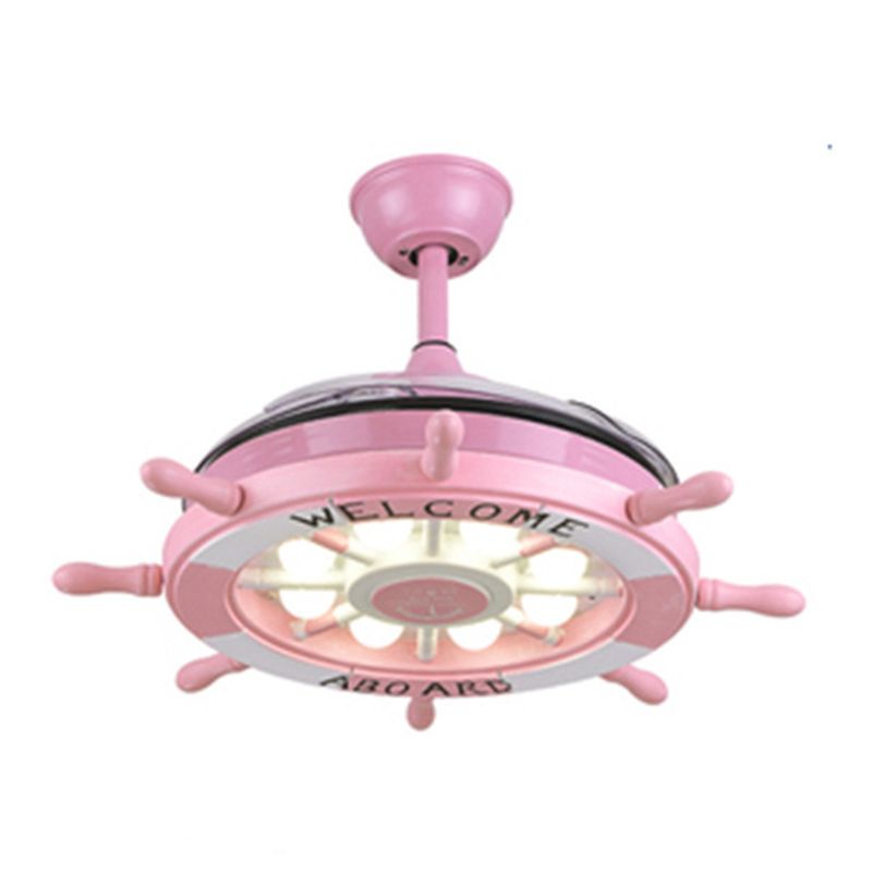 Modern Ceiling Fan Light Fixture Children's Style Metal Bedroom Ceiling Flush Light