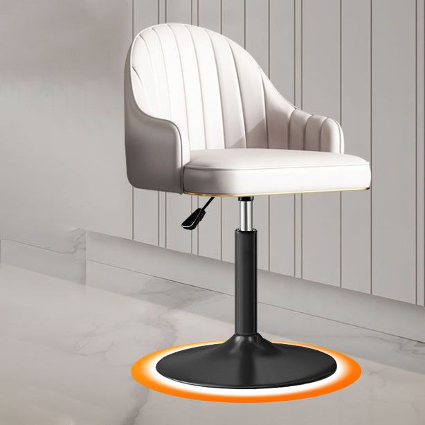 Scandinavian Metal Barstool Low Back Faux Leather Cushion Stool with Footrest