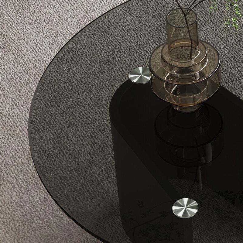 Modern Round Coffee Table Glass Top Pedestal Coffee Table Set
